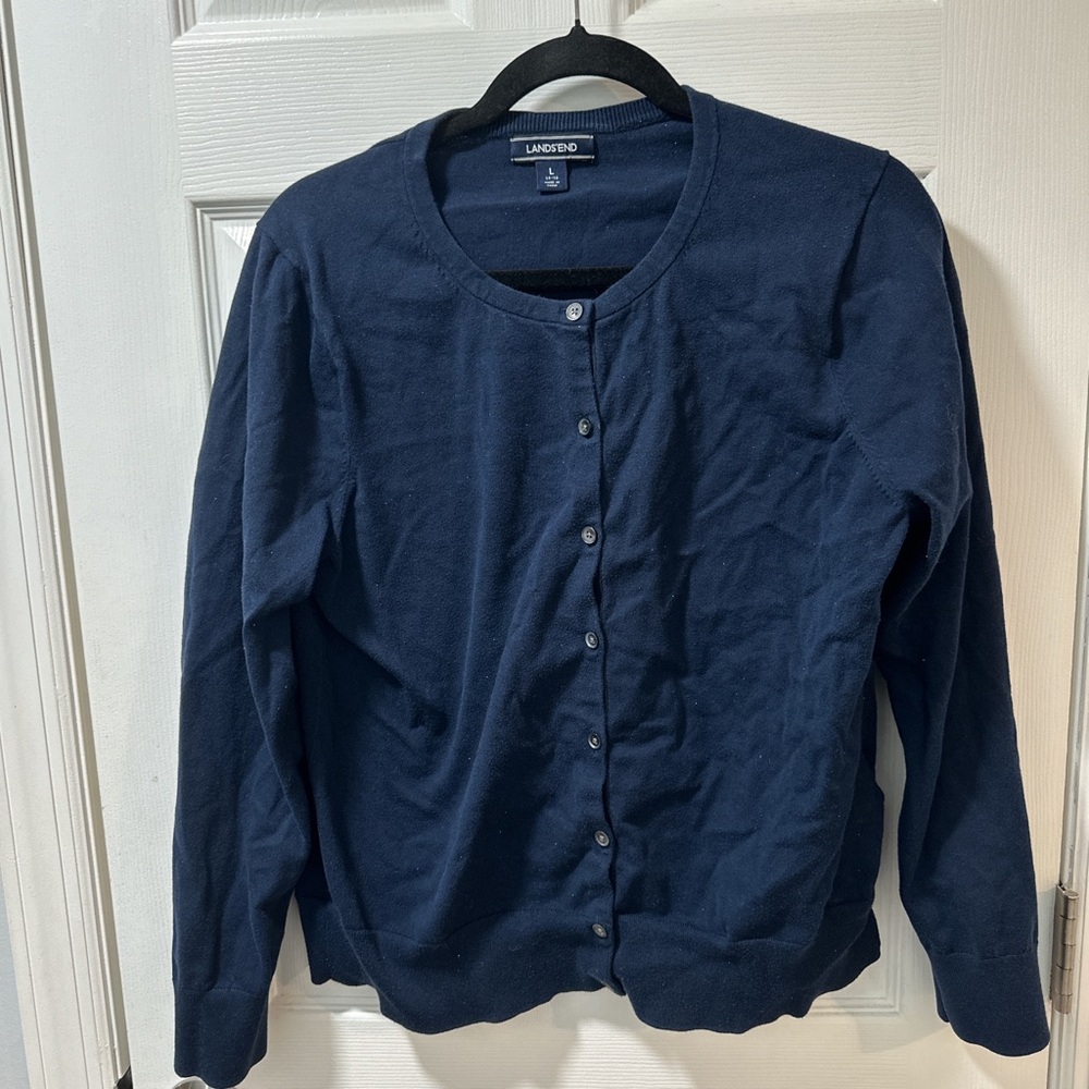 Lands' End Navy Blue Cardigan